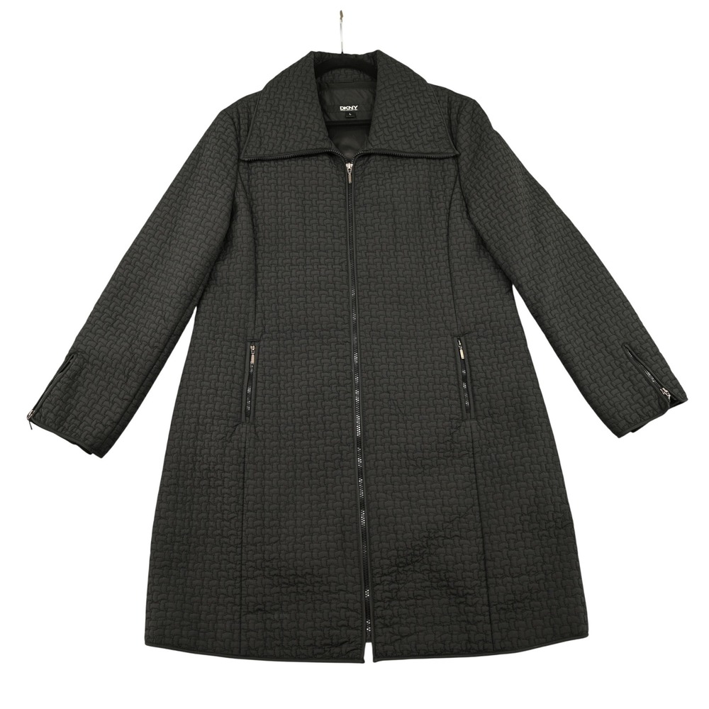 DKNY Black Down Puffer Coat Minimalist Quiet Luxury Urban Commuter Winter Jacket